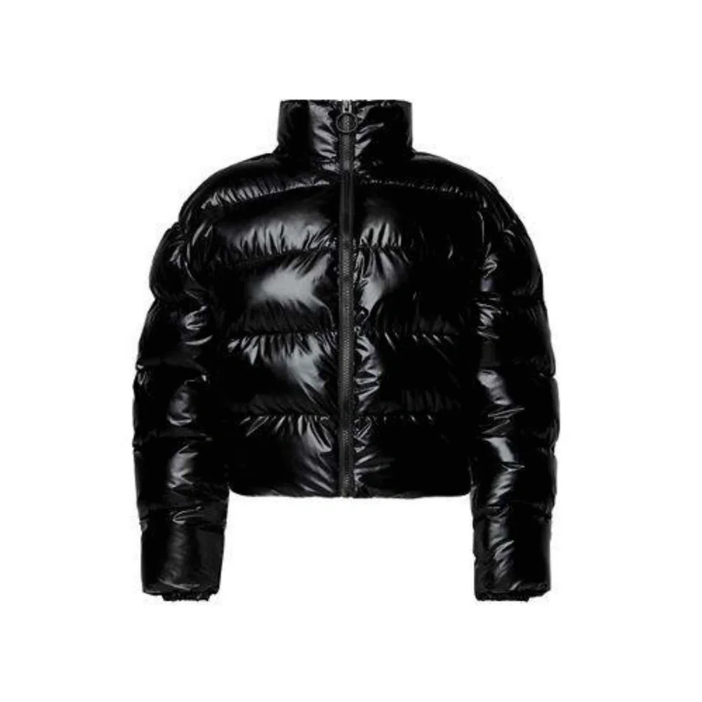 NWT Fabletics Black Shine Wander Puffer Jacket Zipper High Collar S - Picture 1 of 1